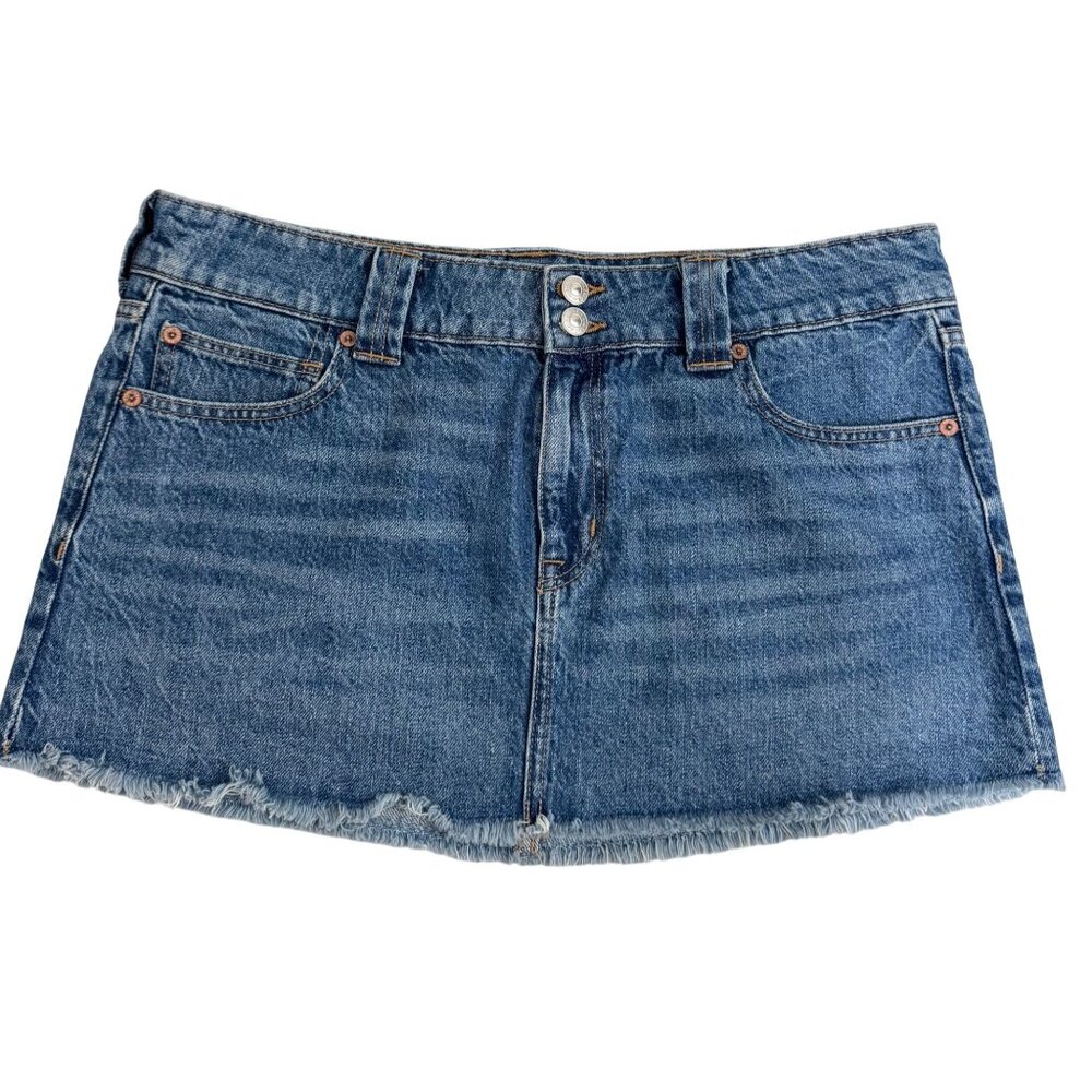American eagle Low Rise‎ Mini Denim skirt fray Y2K Britney micro sz 12